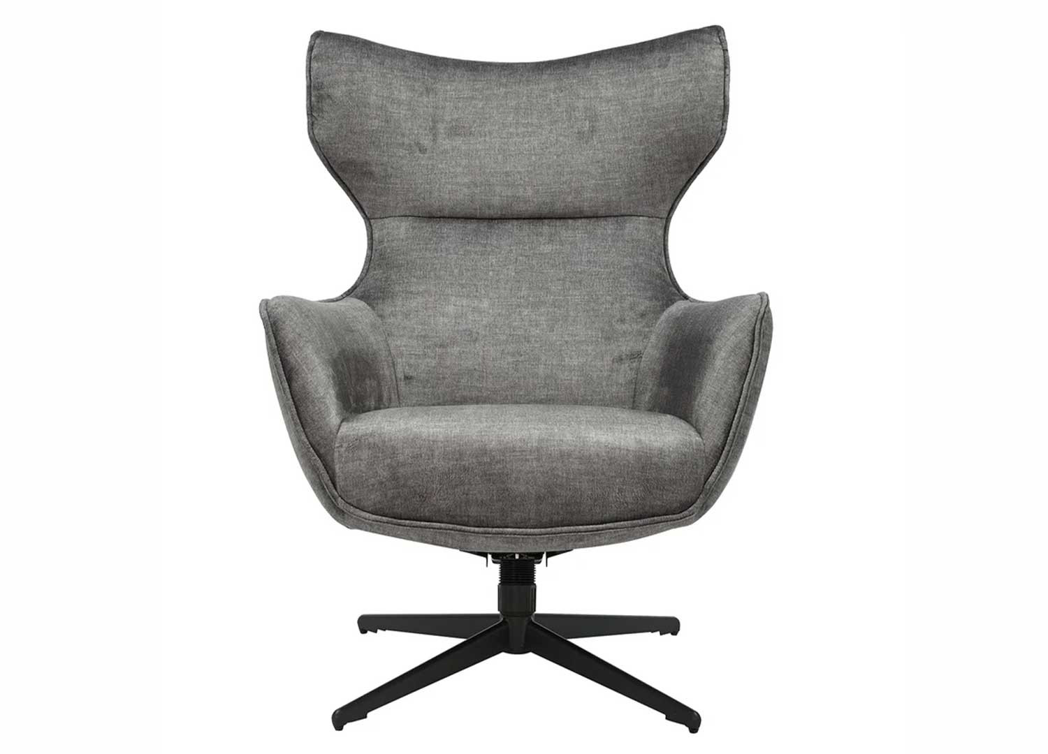 Fauteuil à oreilles pivotant moderne en velours gris Jade