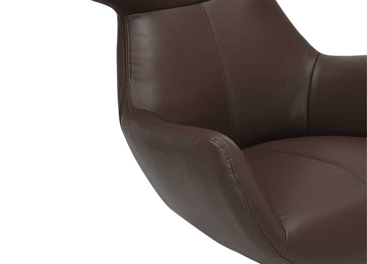 Fauteuil à oreilles pivotant simili cuir marron Jade