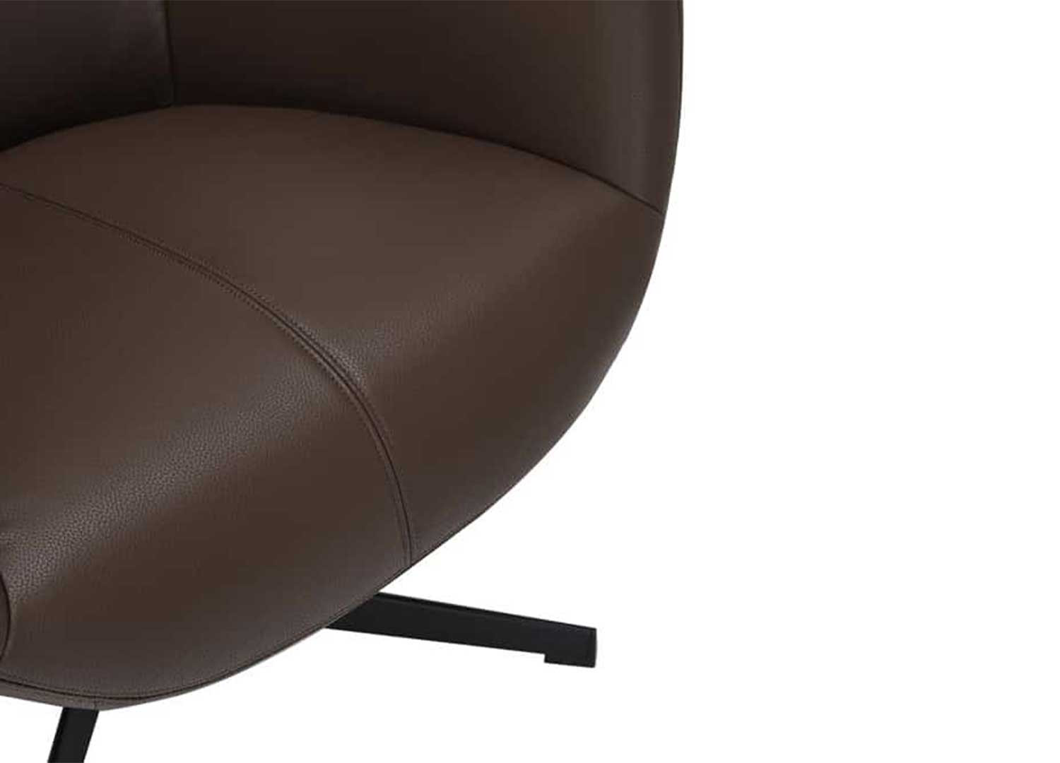 Fauteuil à oreilles pivotant simili cuir marron Jade