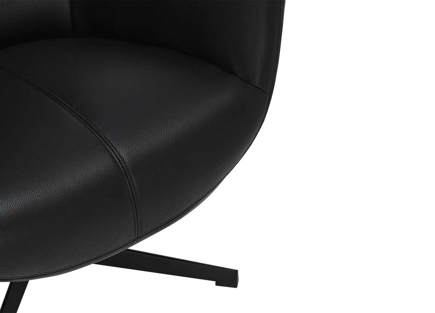 Fauteuil à oreilles pivotant simili cuir noir Jade
