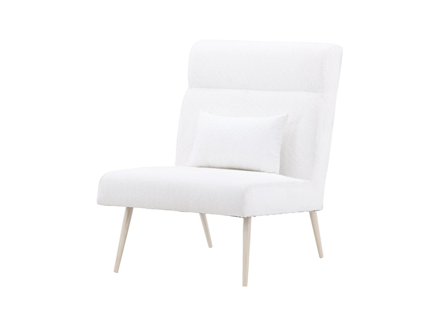 Fauteuil Bloom en tissu teddy blanc vu sous un autre angle