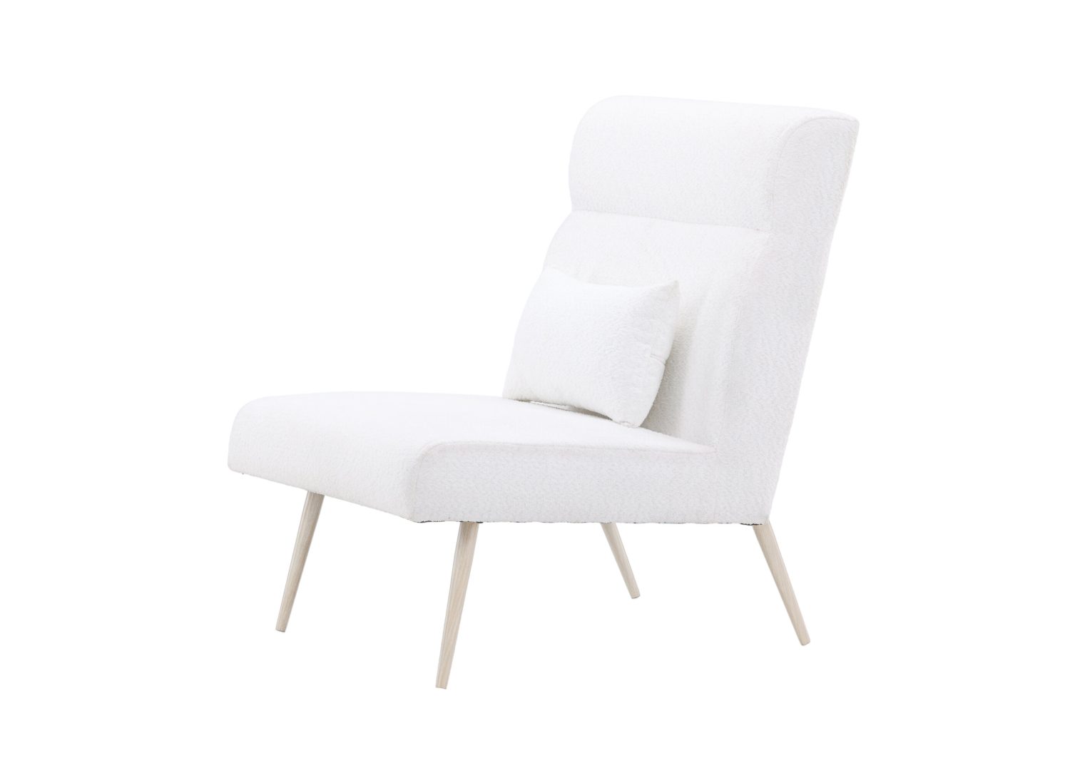Vue produit du fauteuil Bloom en tissu teddy blanc