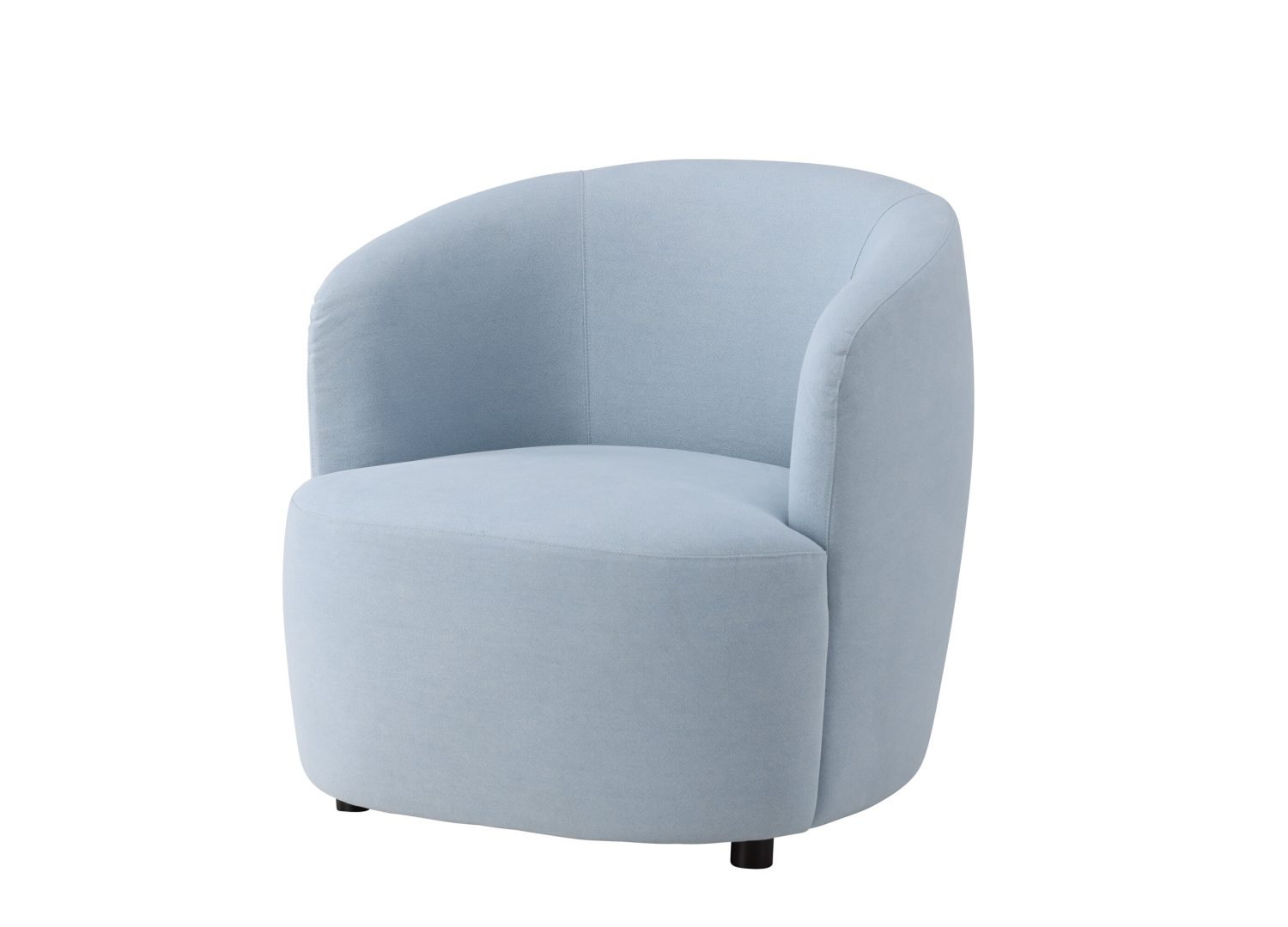 Fauteuil Bobbo en tissu effet lin bleu vu sous un autre angle