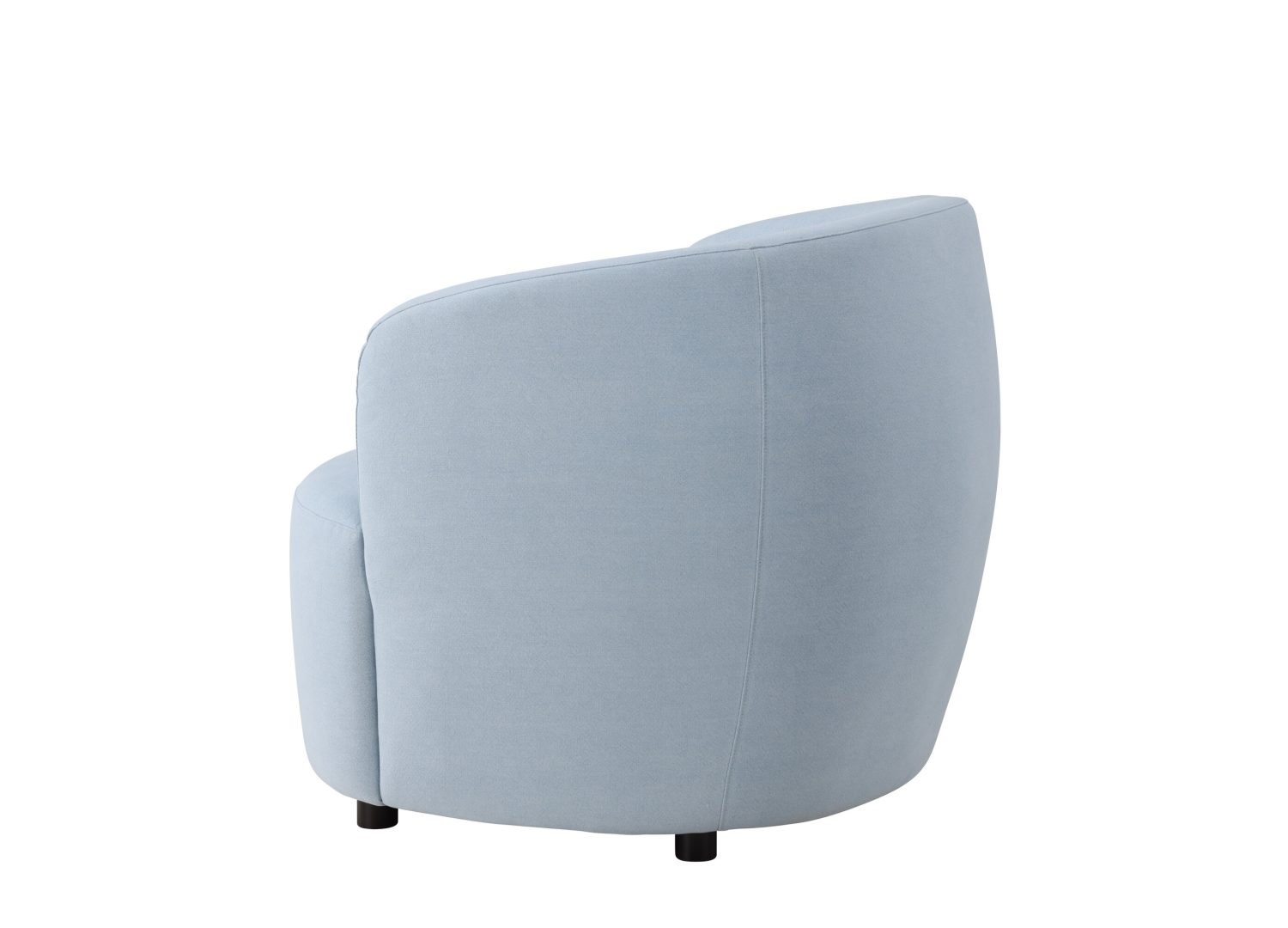 Fauteuil Bobbo en tissu effet lin bleu vu sous un autre angle