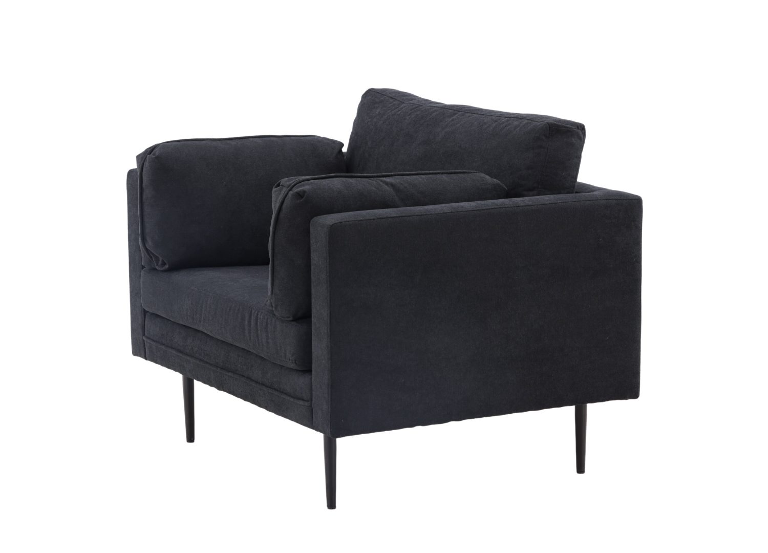 Vue produit du fauteuil Boom en tissu effet lin noir