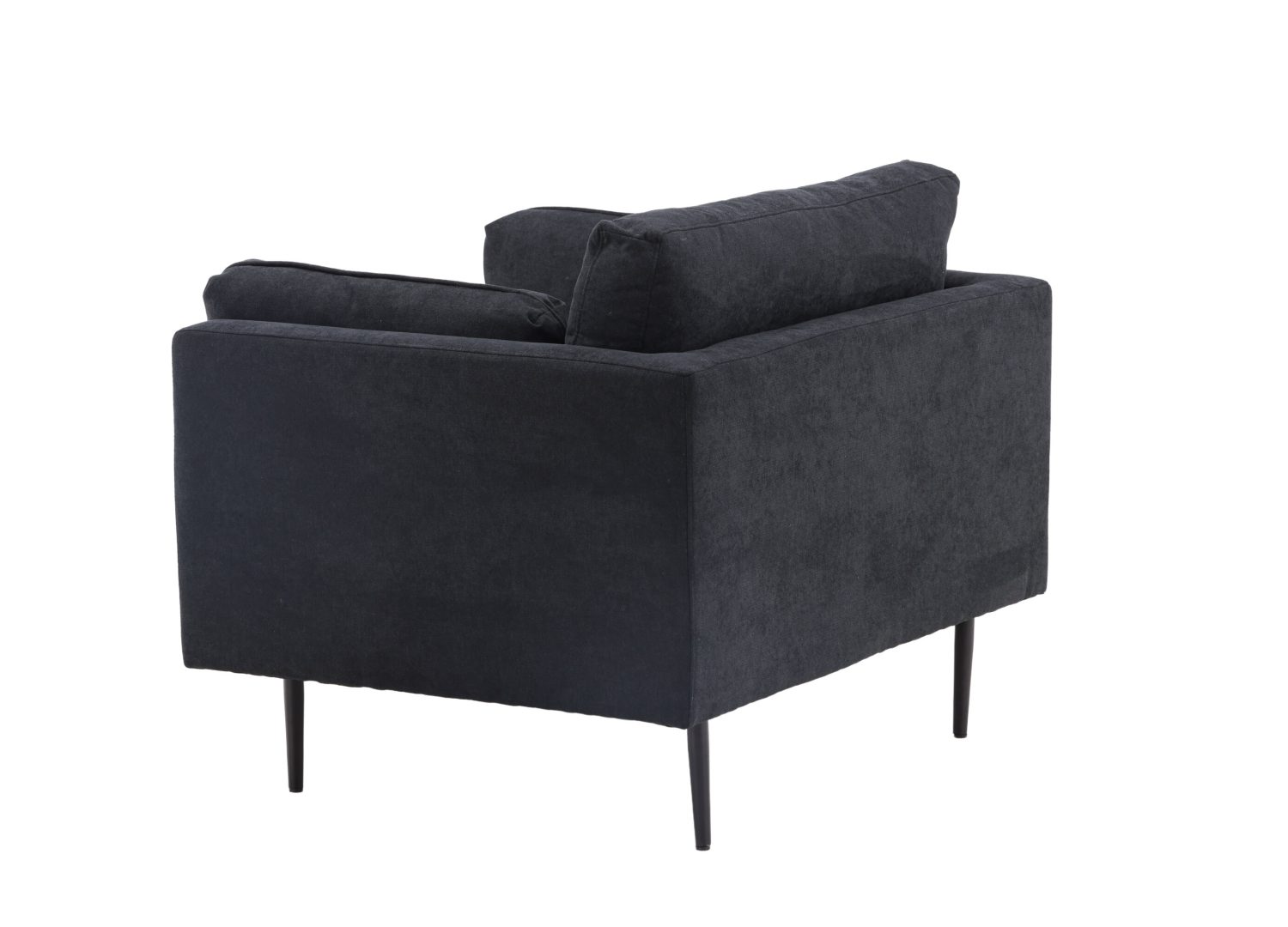 Fauteuil Boom en tissu effet lin noir vu sous un autre angle