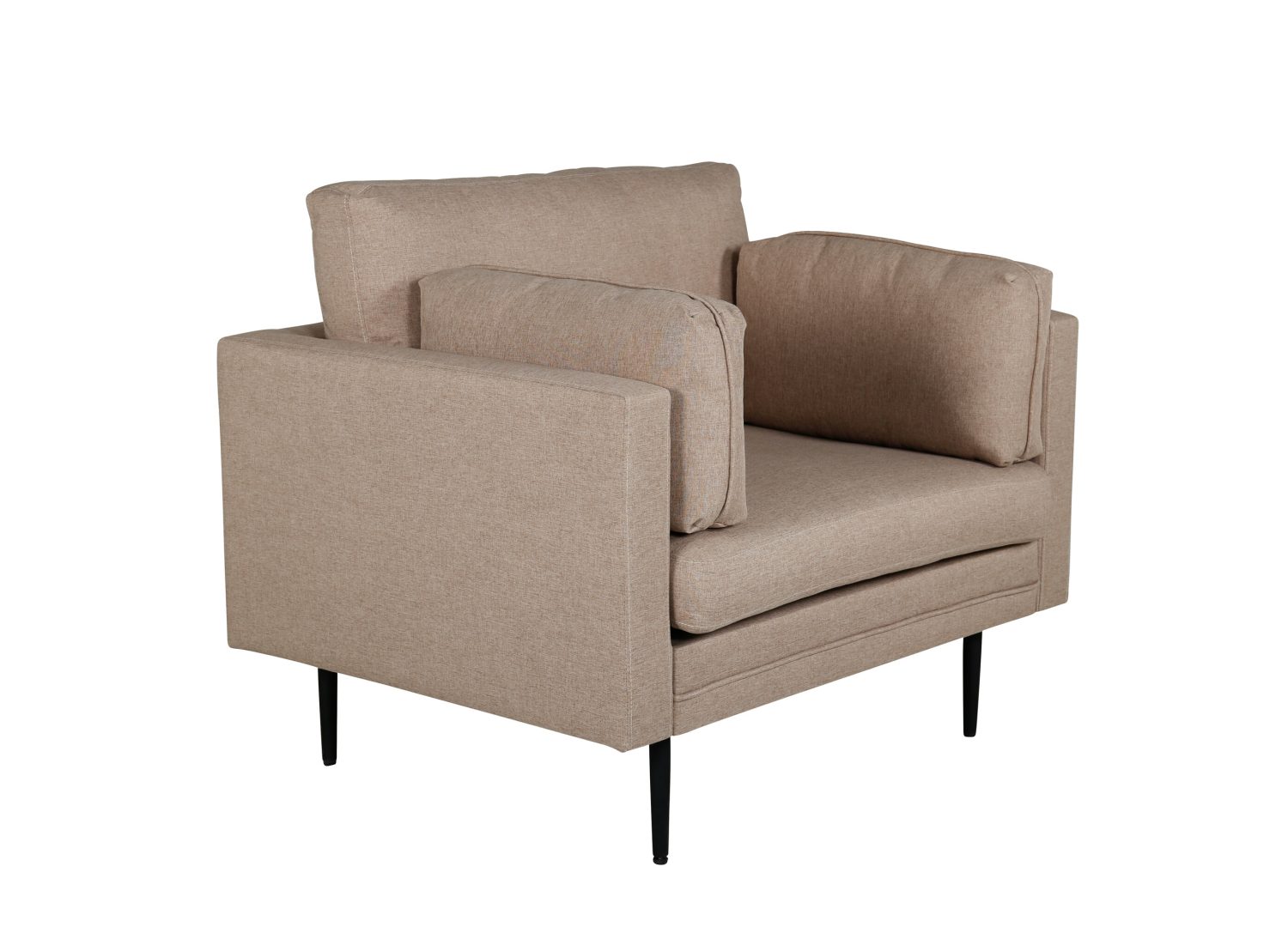 Fauteuil Boom en tissu marron vu sous un autre angle