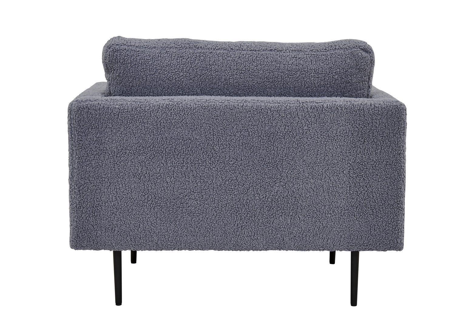 Fauteuil Boom en tissu teddy gris foncé vu sous un autre angle