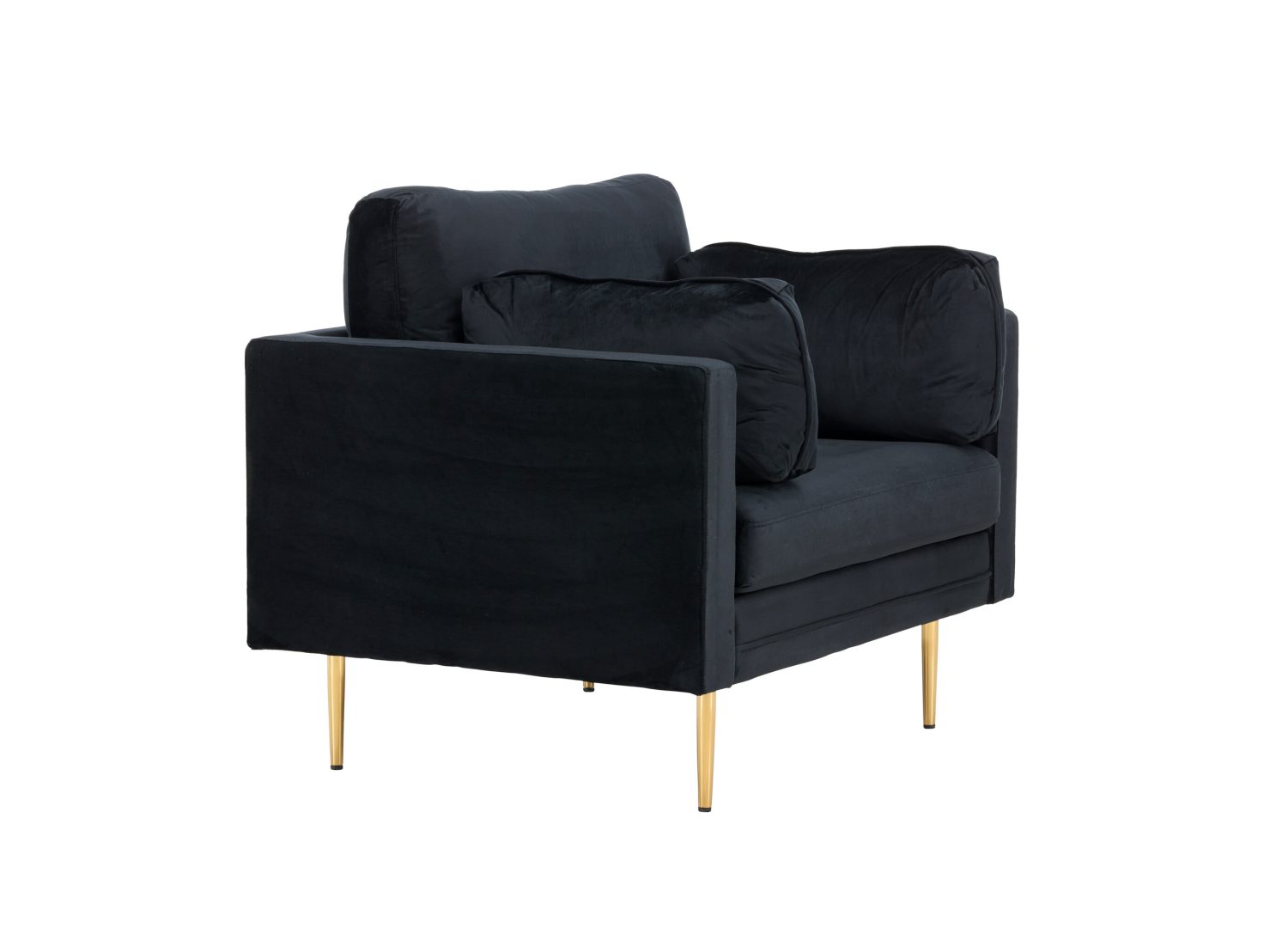 Vue produit du fauteuil Boom en velours noir