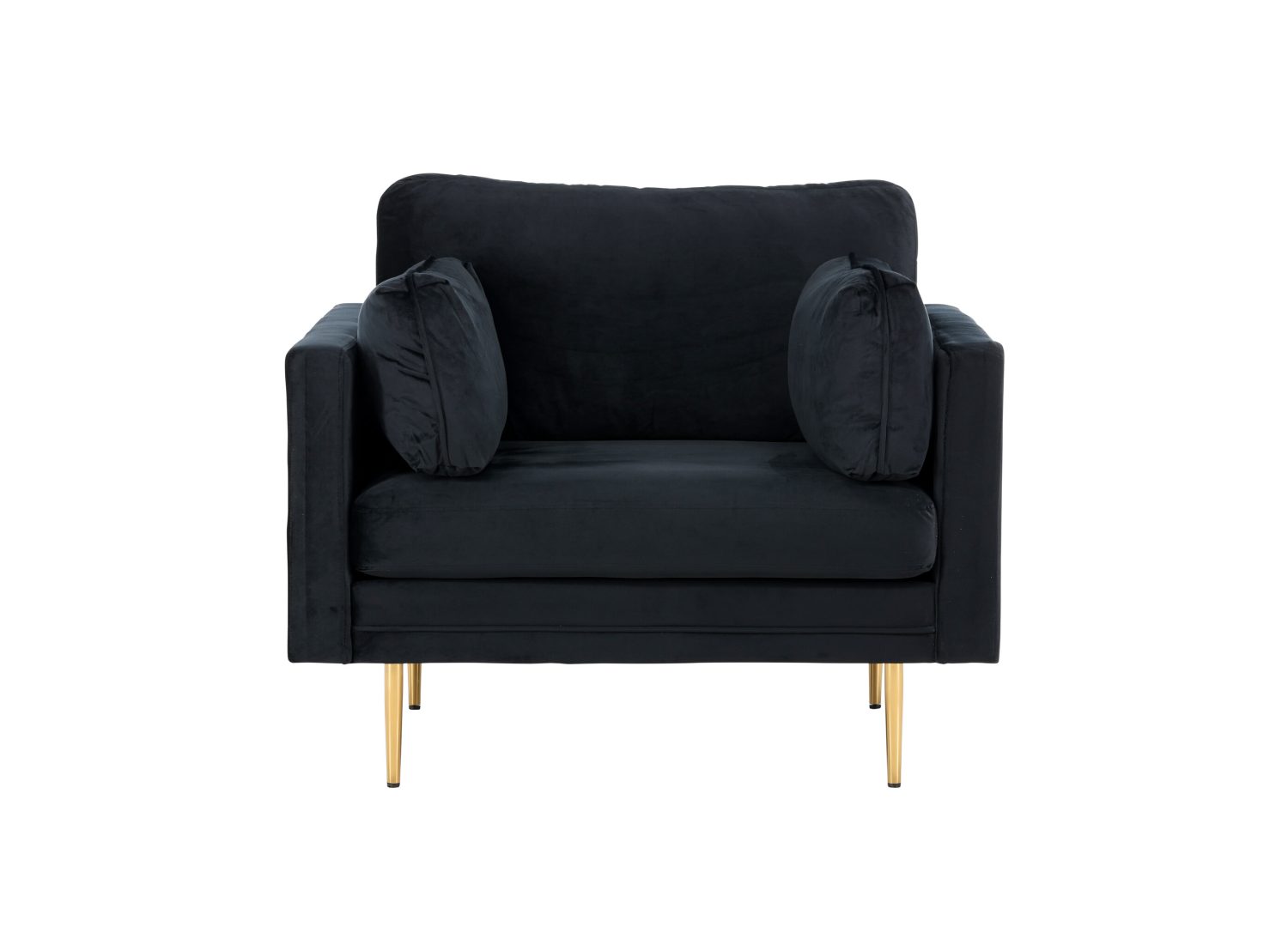 Fauteuil Boom en velours noir vu sous un autre angle