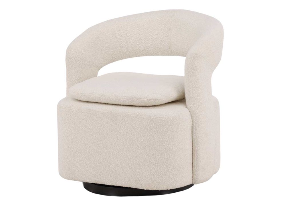 Fauteuil bouclette blanc pivotant