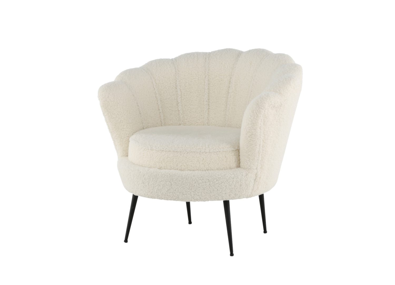 Fauteuil Calais en tissu teddy blanc vu sous un autre angle