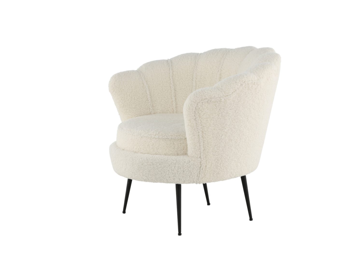 Vue produit du fauteuil Calais en tissu teddy blanc