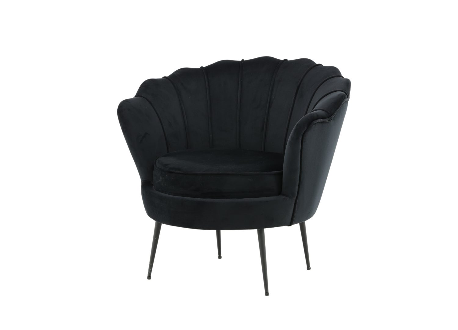 Fauteuil Calais en velours noir vu sous un autre angle