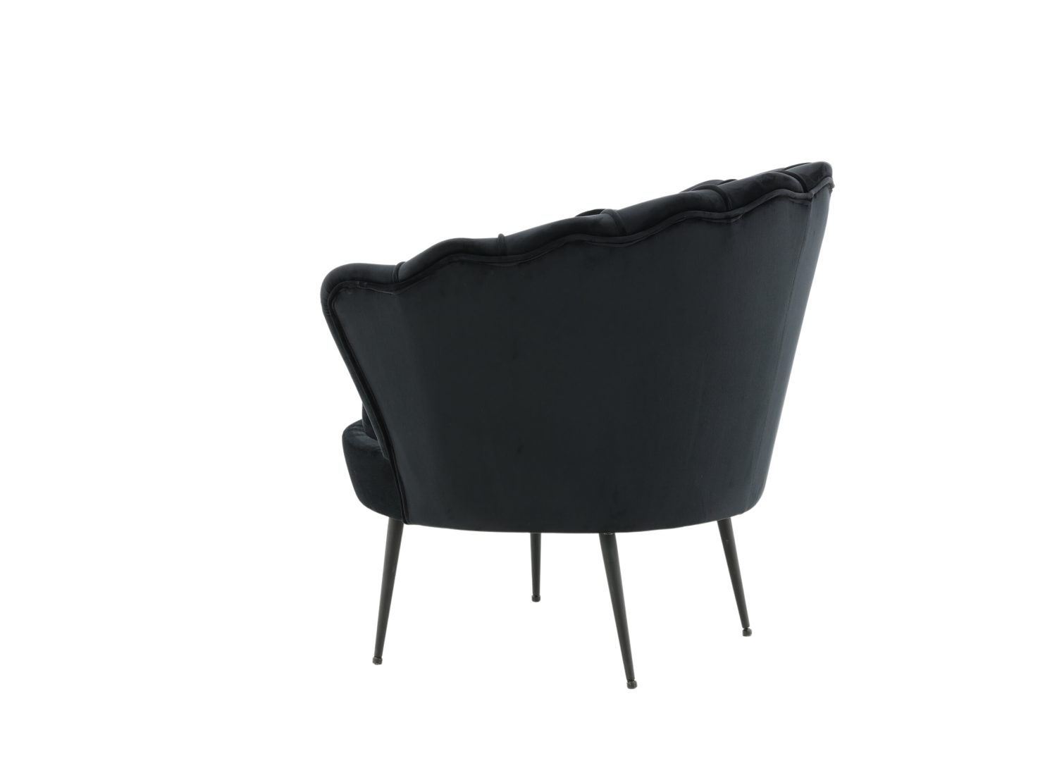 Fauteuil Calais en velours noir vu sous un autre angle