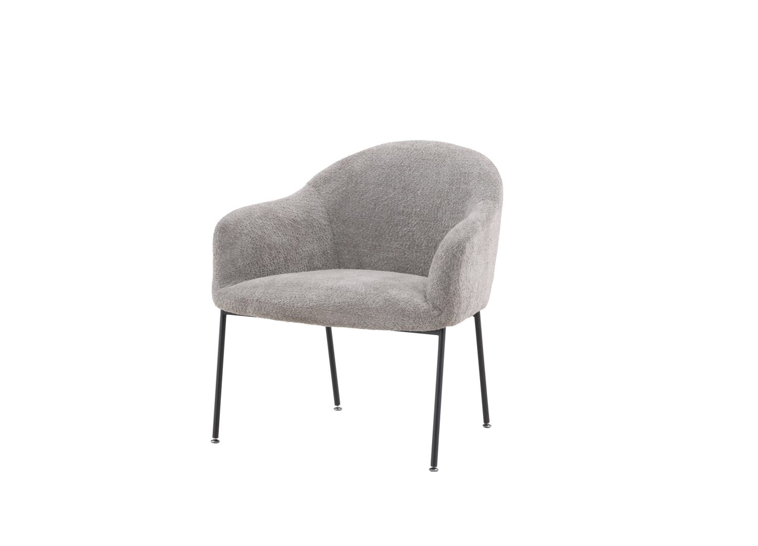 Fauteuil Catania en tissu bouclé gris clair vu sous un autre angle