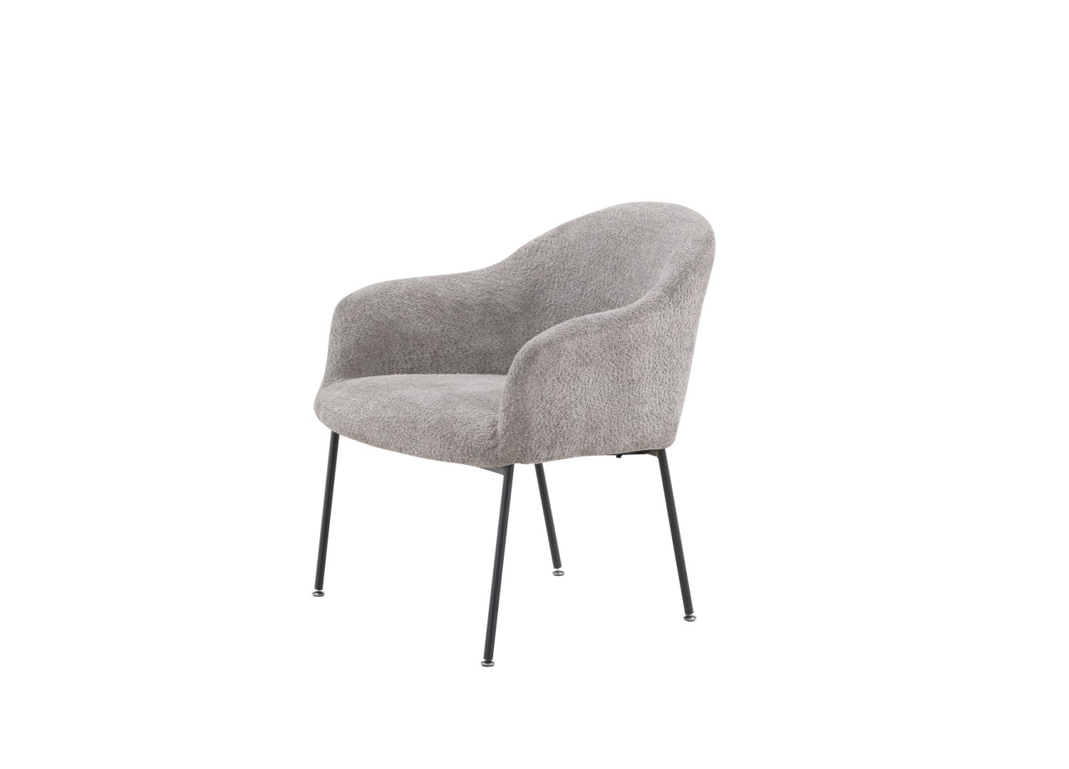 Vue produit du fauteuil Catania en tissu bouclé gris clair