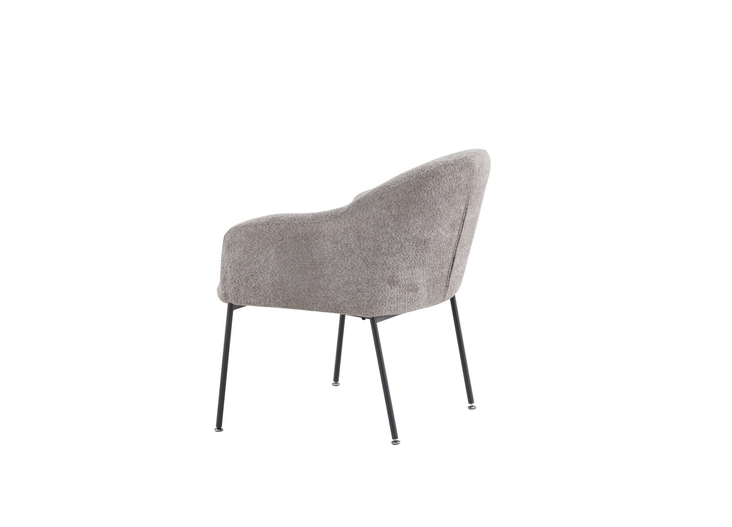 Fauteuil Catania en tissu bouclé gris clair vu sous un autre angle