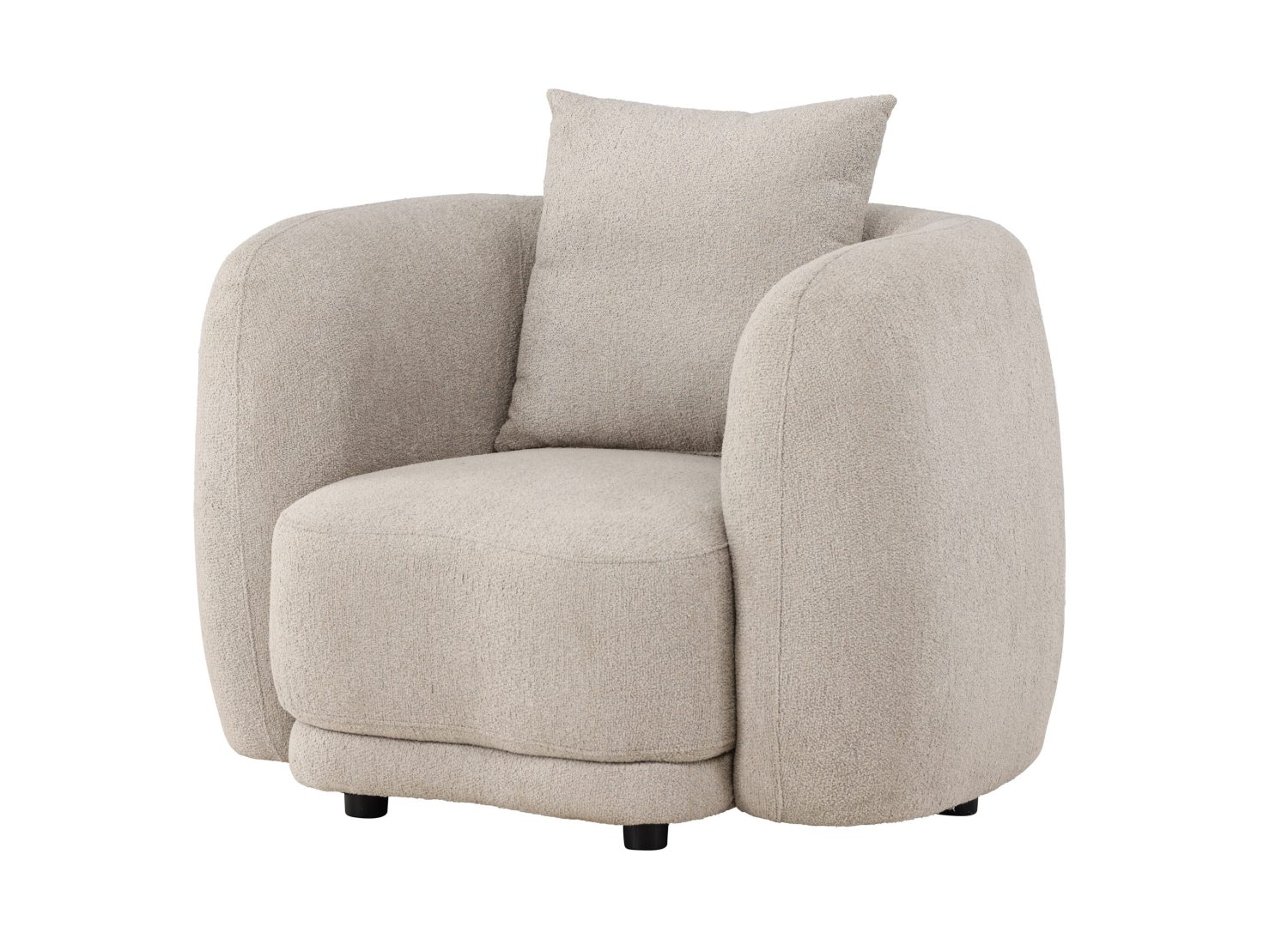 Fauteuil Cielo en tissu beige vu sous un autre angle