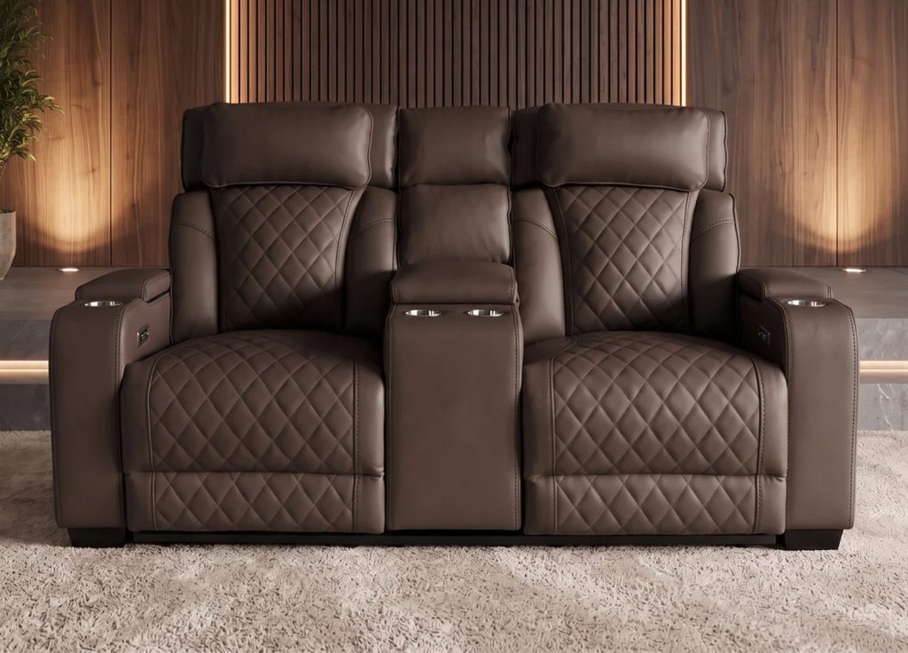 Fauteuil cinéma électrique 2 places similicuir marron Cinélio