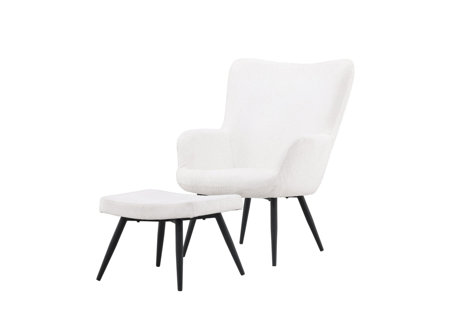 Fauteuil Como en tissu bouclé blanc vu sous un autre angle