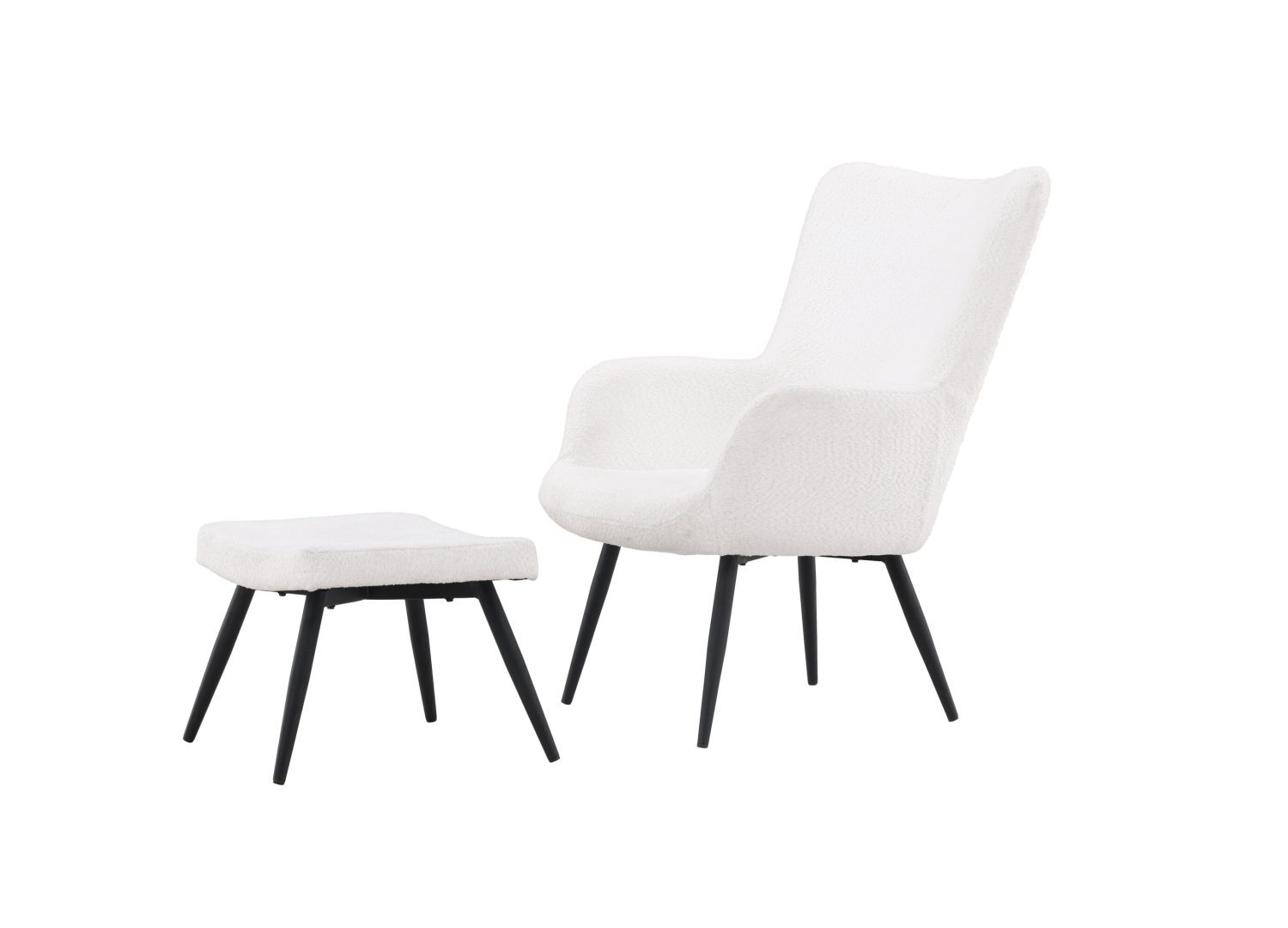 Vue produit du fauteuil Como en tissu bouclé blanc