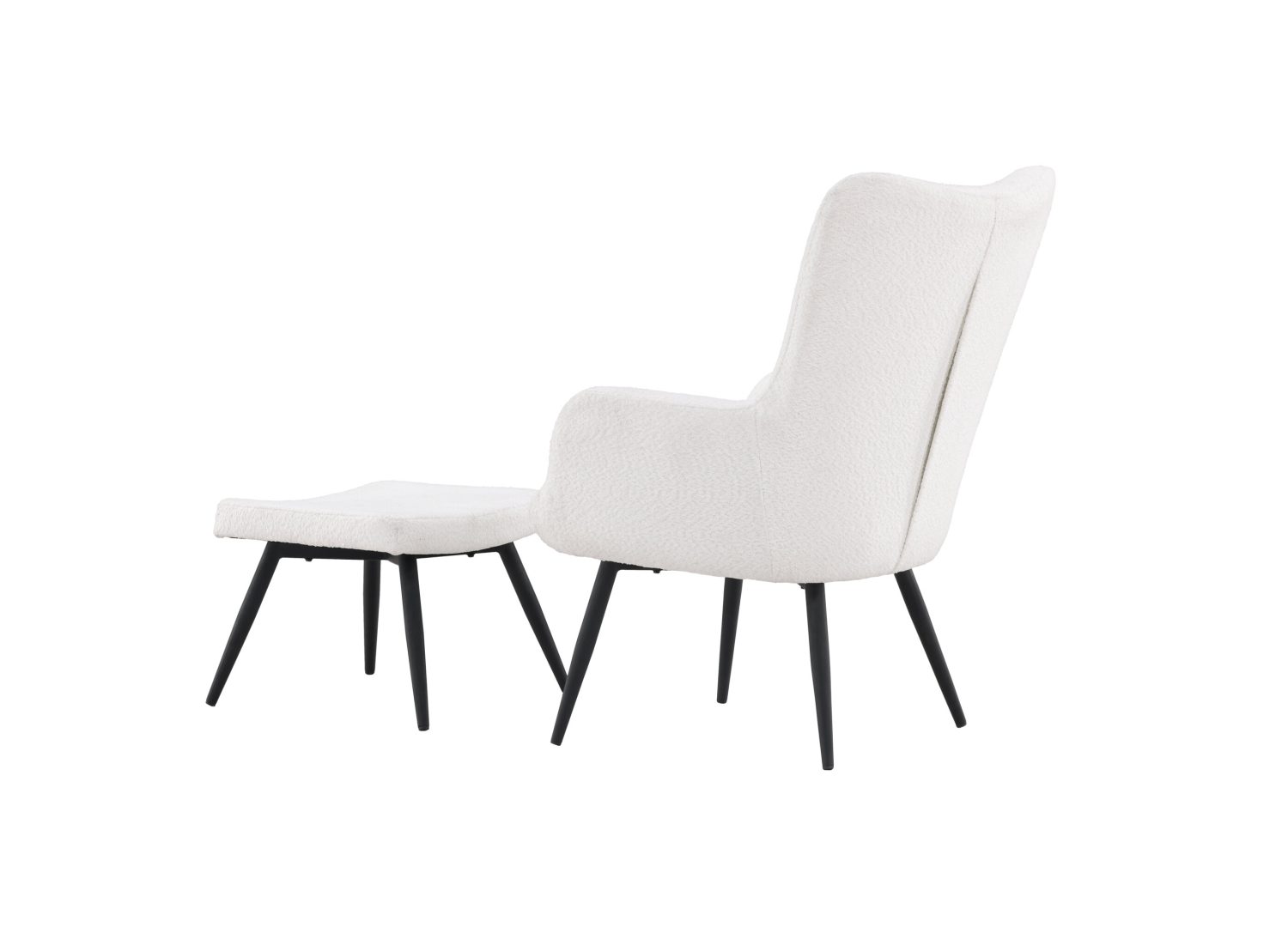 Fauteuil Como en tissu bouclé blanc vu sous un autre angle