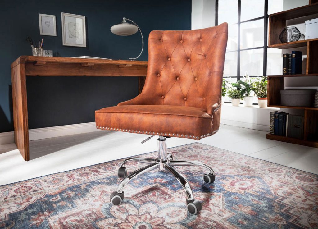 Fauteuil de bureau marron style anglais