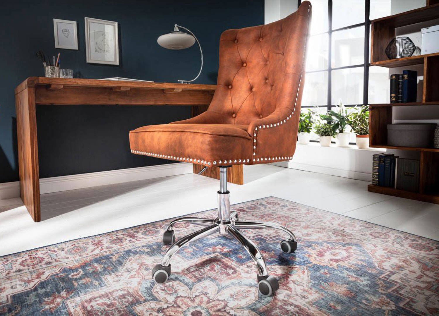 Fauteuil de bureau marron style anglais