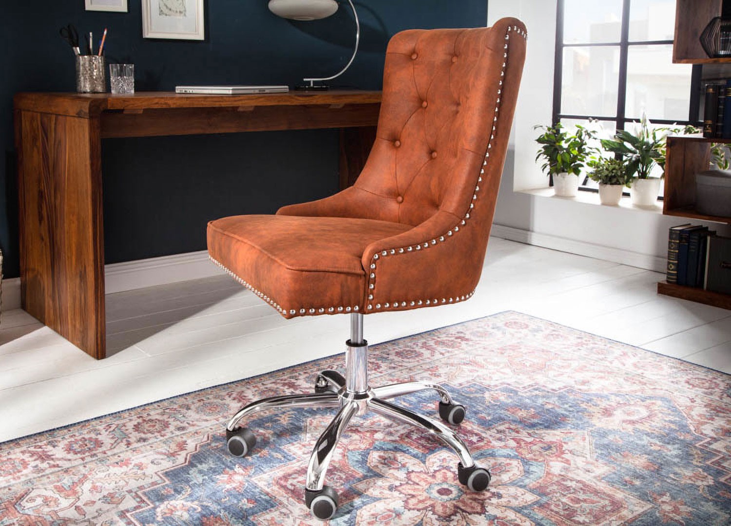 Fauteuil de bureau marron style anglais