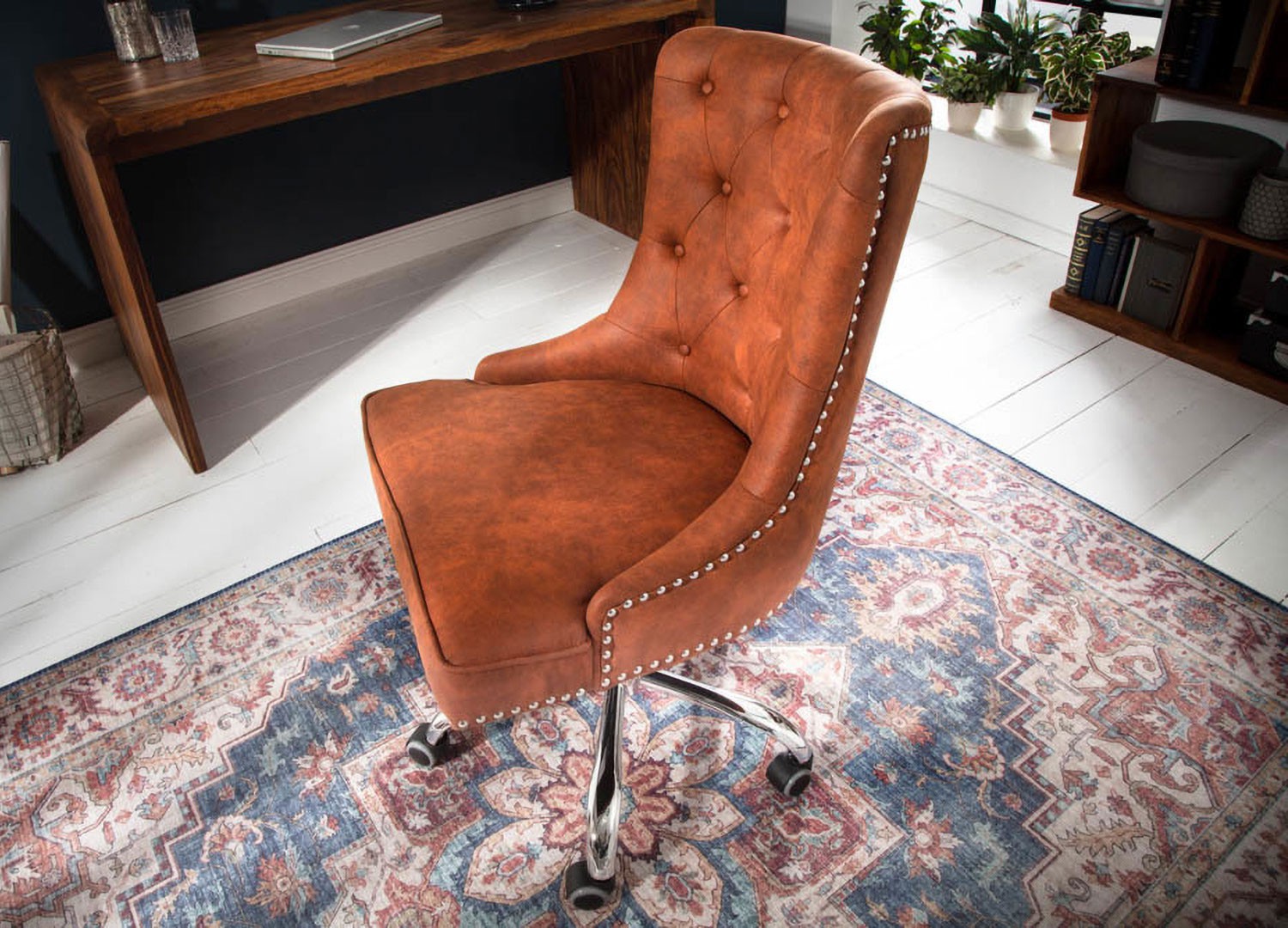 Fauteuil de bureau marron style anglais