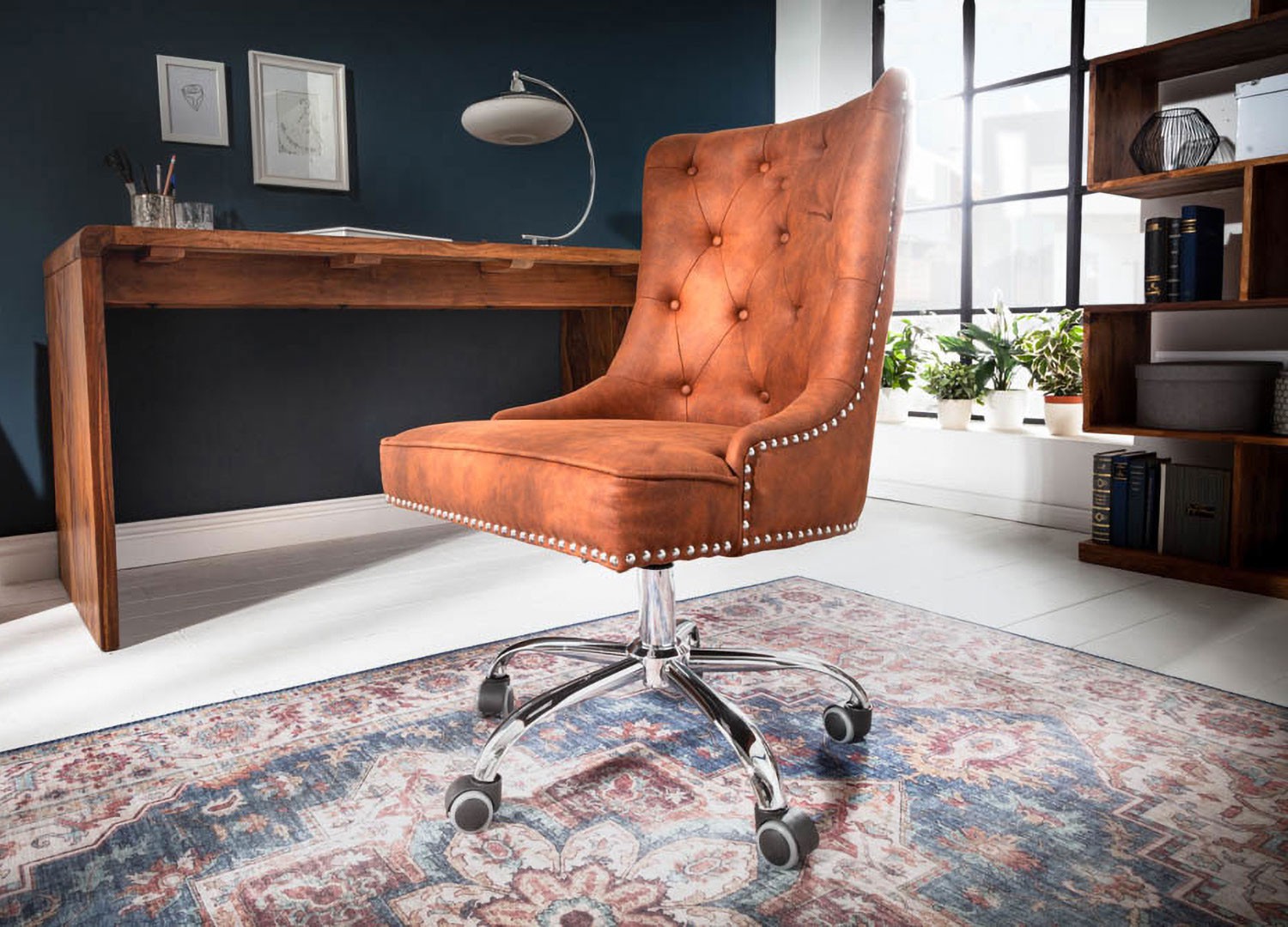 Fauteuil de bureau marron style anglais