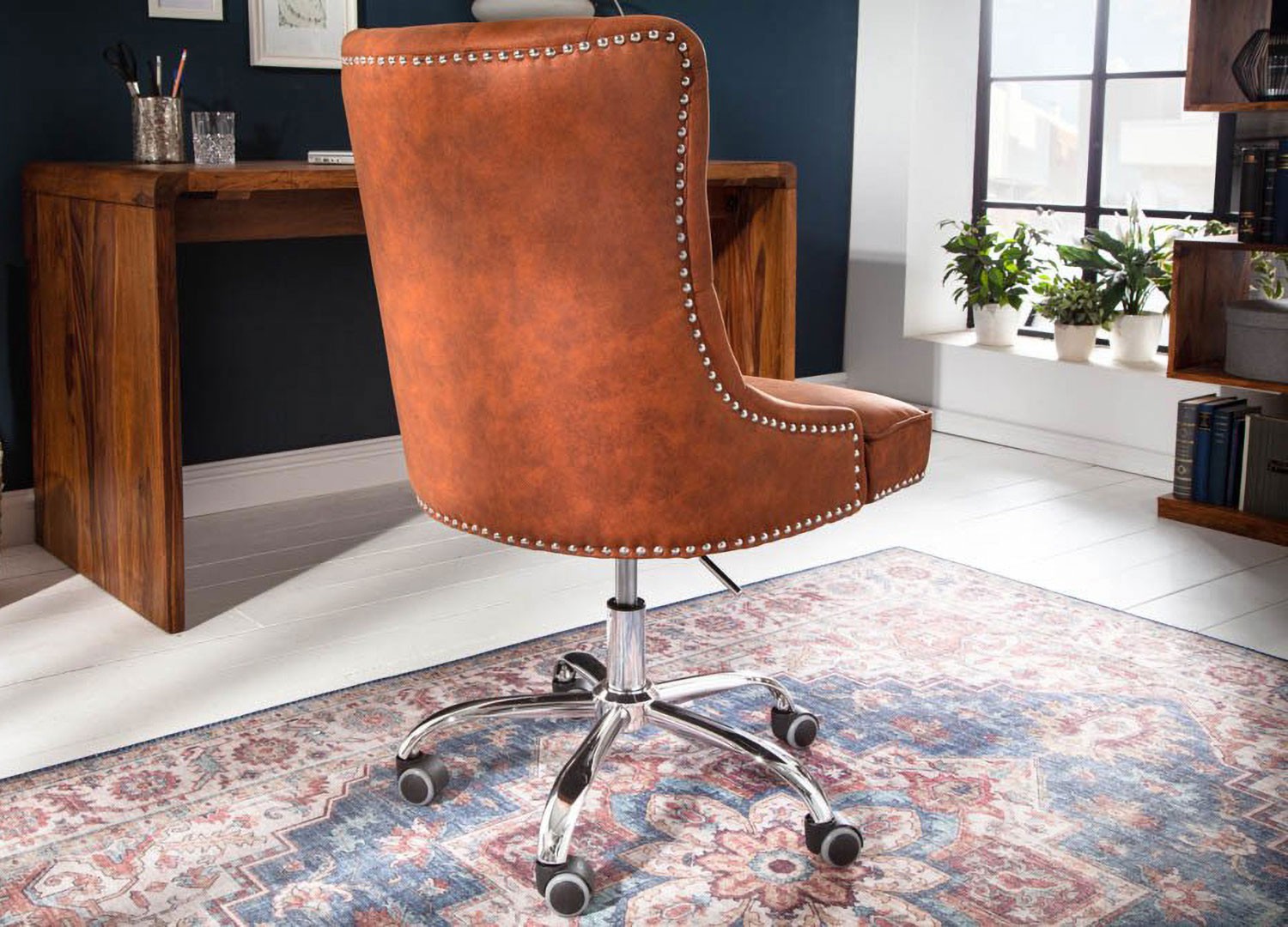 Fauteuil de bureau marron style anglais