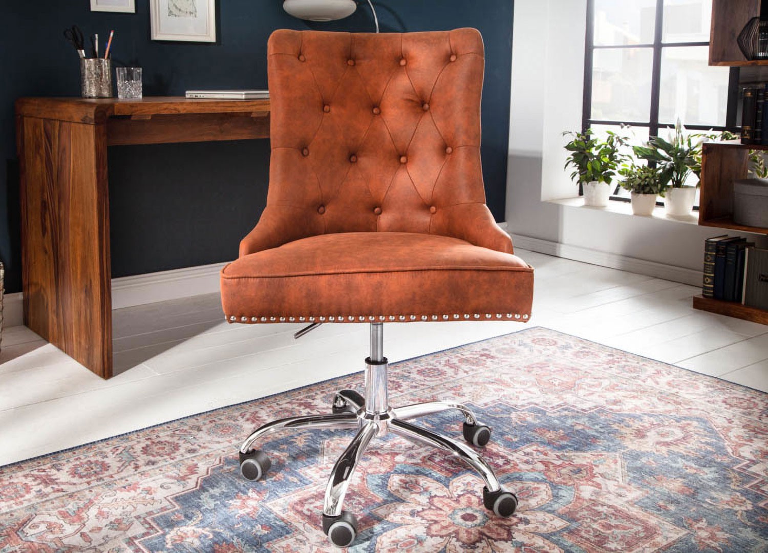 Fauteuil de bureau marron style anglais