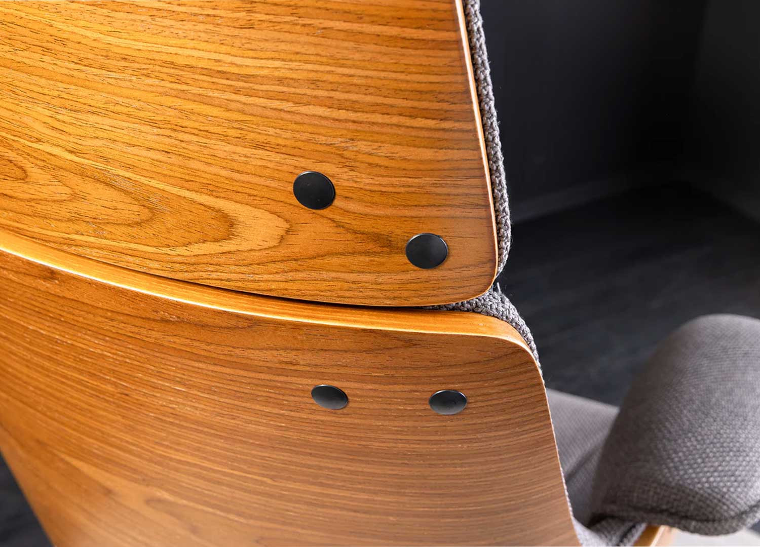 Fauteuil de bureau tissu gris et noyer Oliver