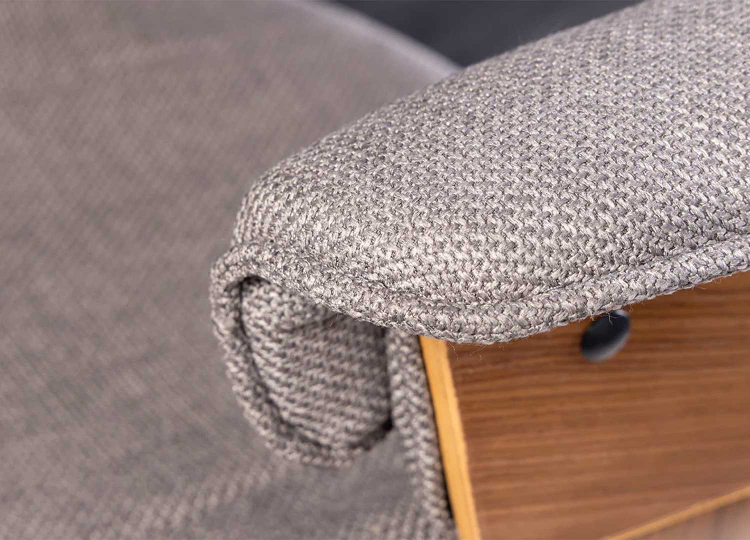 Fauteuil de bureau tissu gris et noyer Oliver