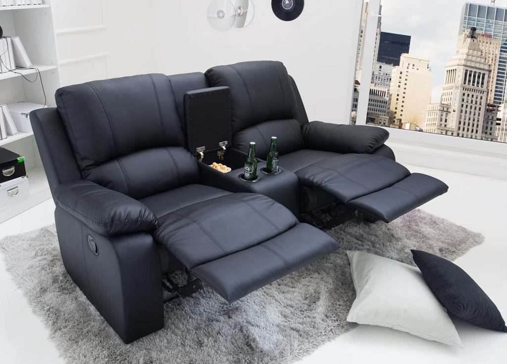 Fauteuil de cinéma 2 places simili cuir noir Muse