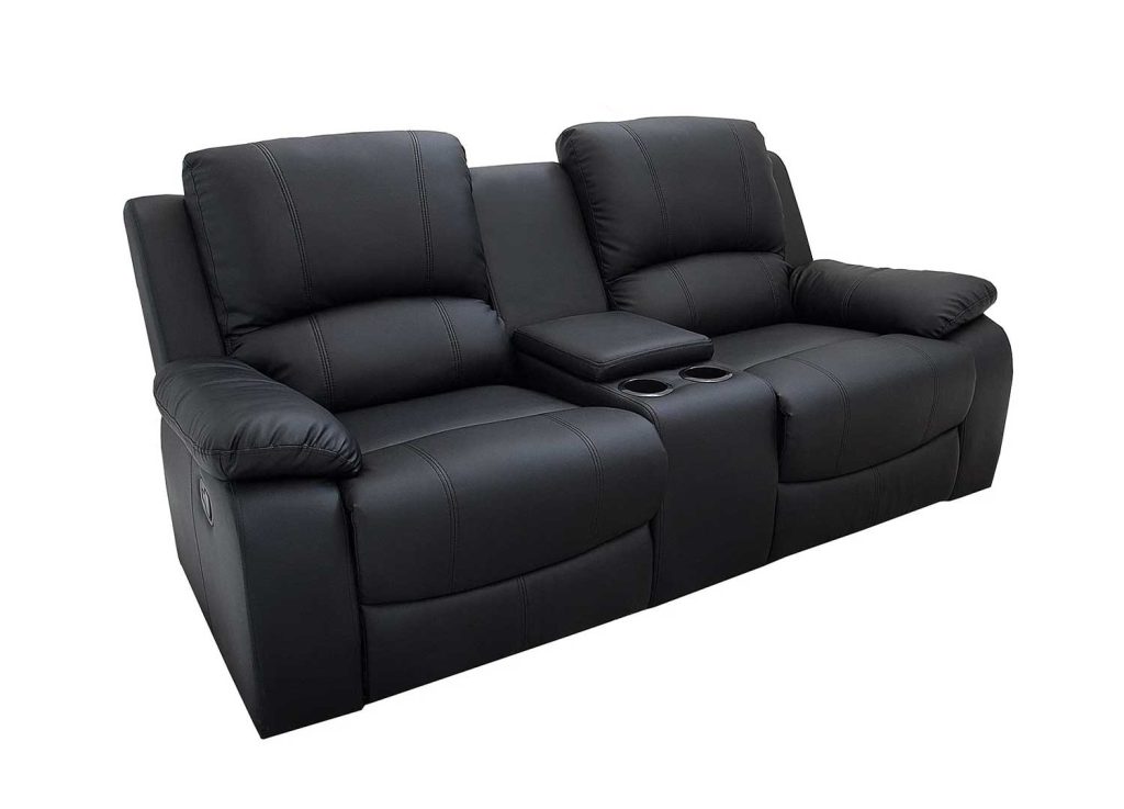 Fauteuil de cinéma 2 places simili cuir noir