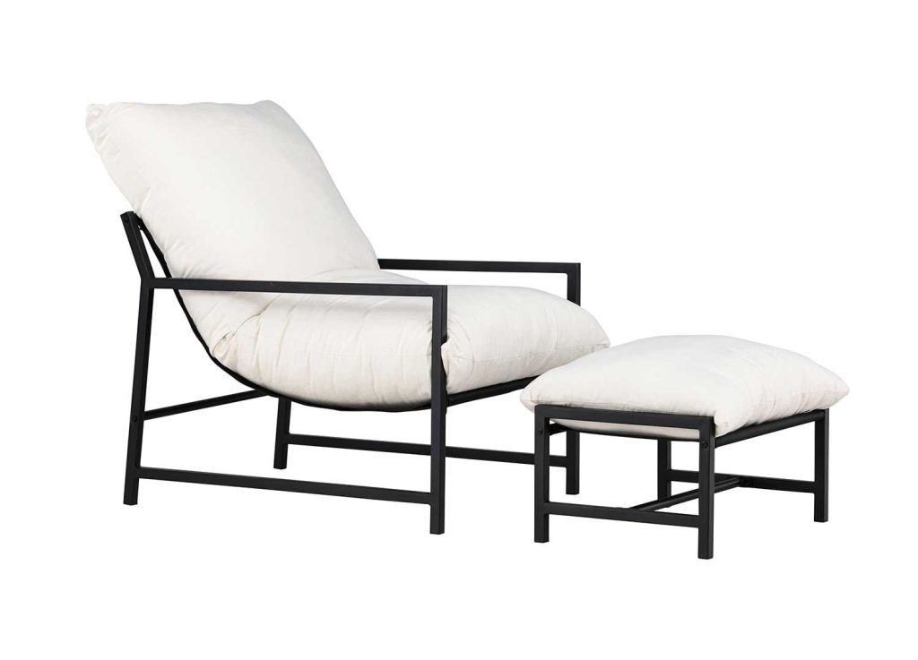 Fauteuil de jardin avec repose pieds beige et noirCorso
