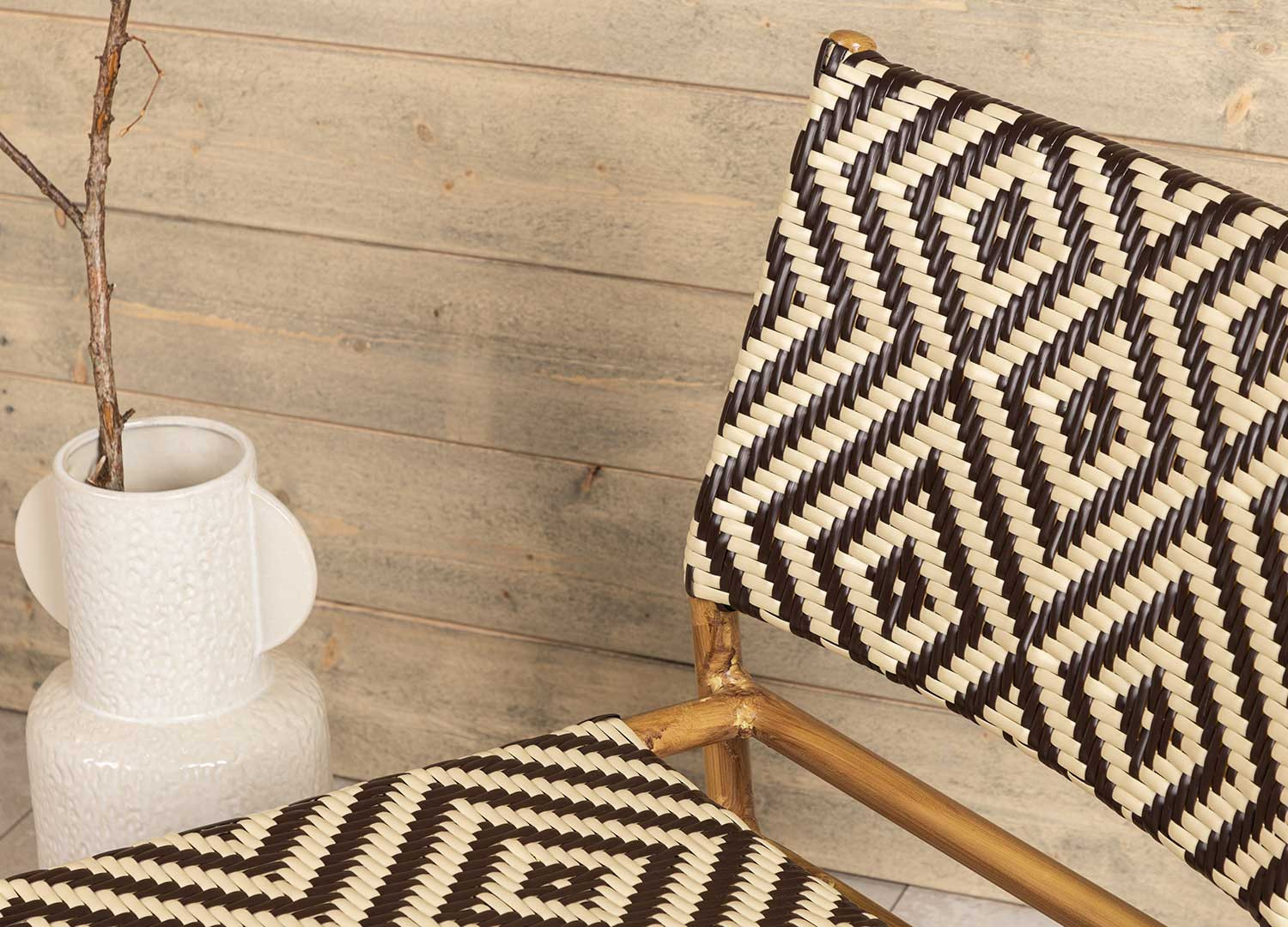 Fauteuil de jardin en rotin synthétique beige et marron