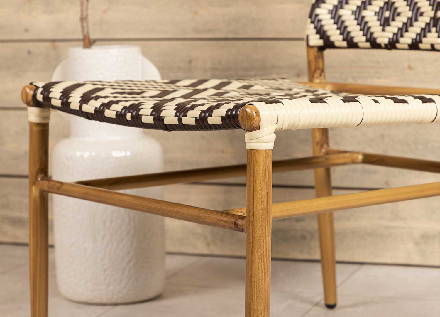 Fauteuil de jardin en rotin synthétique beige et marron