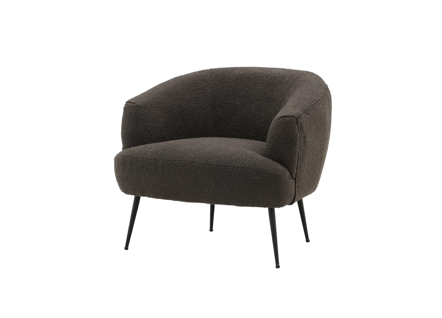 Fauteuil Derry en tissu gris foncé vu sous un autre angle