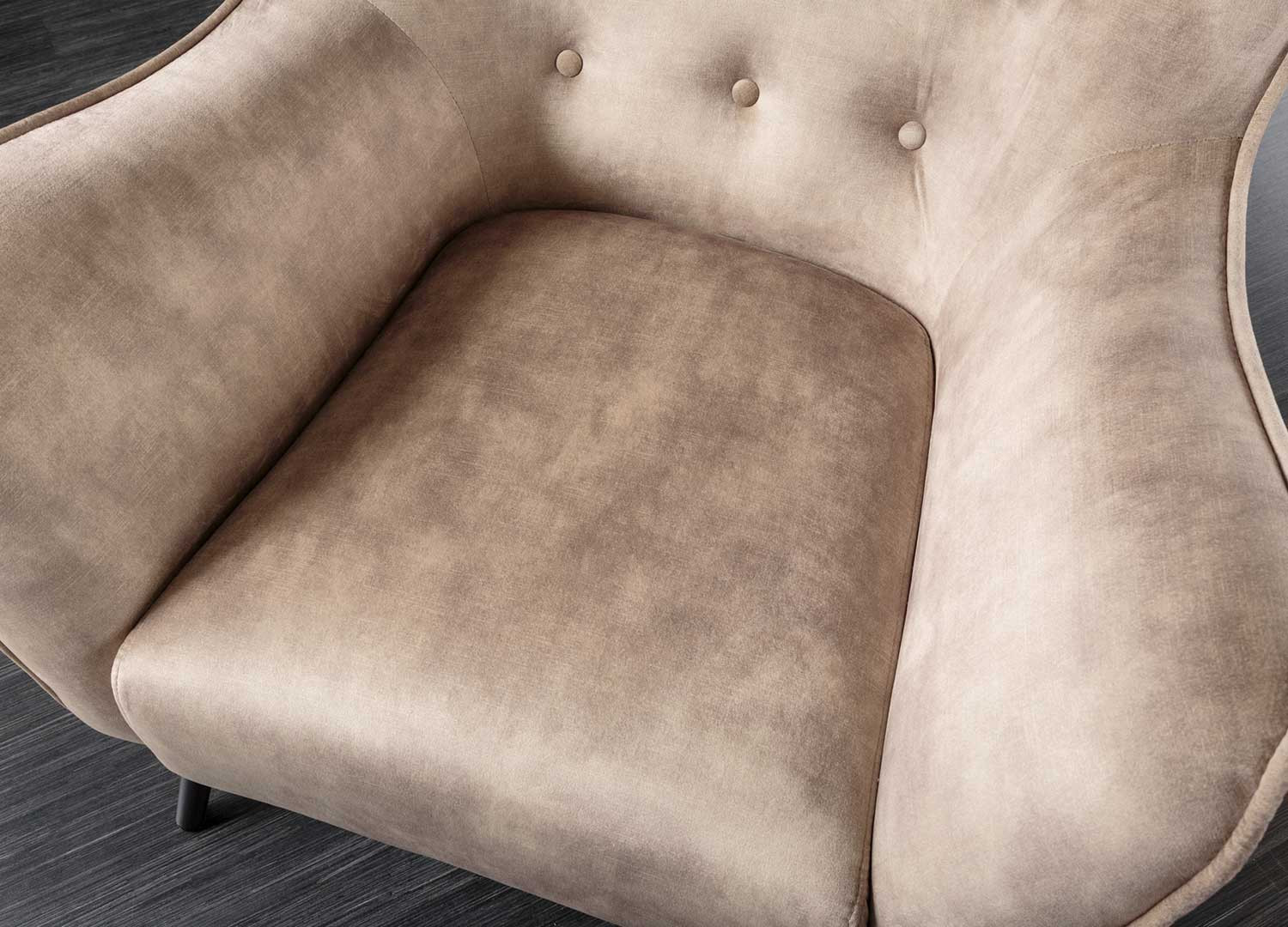 Fauteuil design velours champagne style rétro