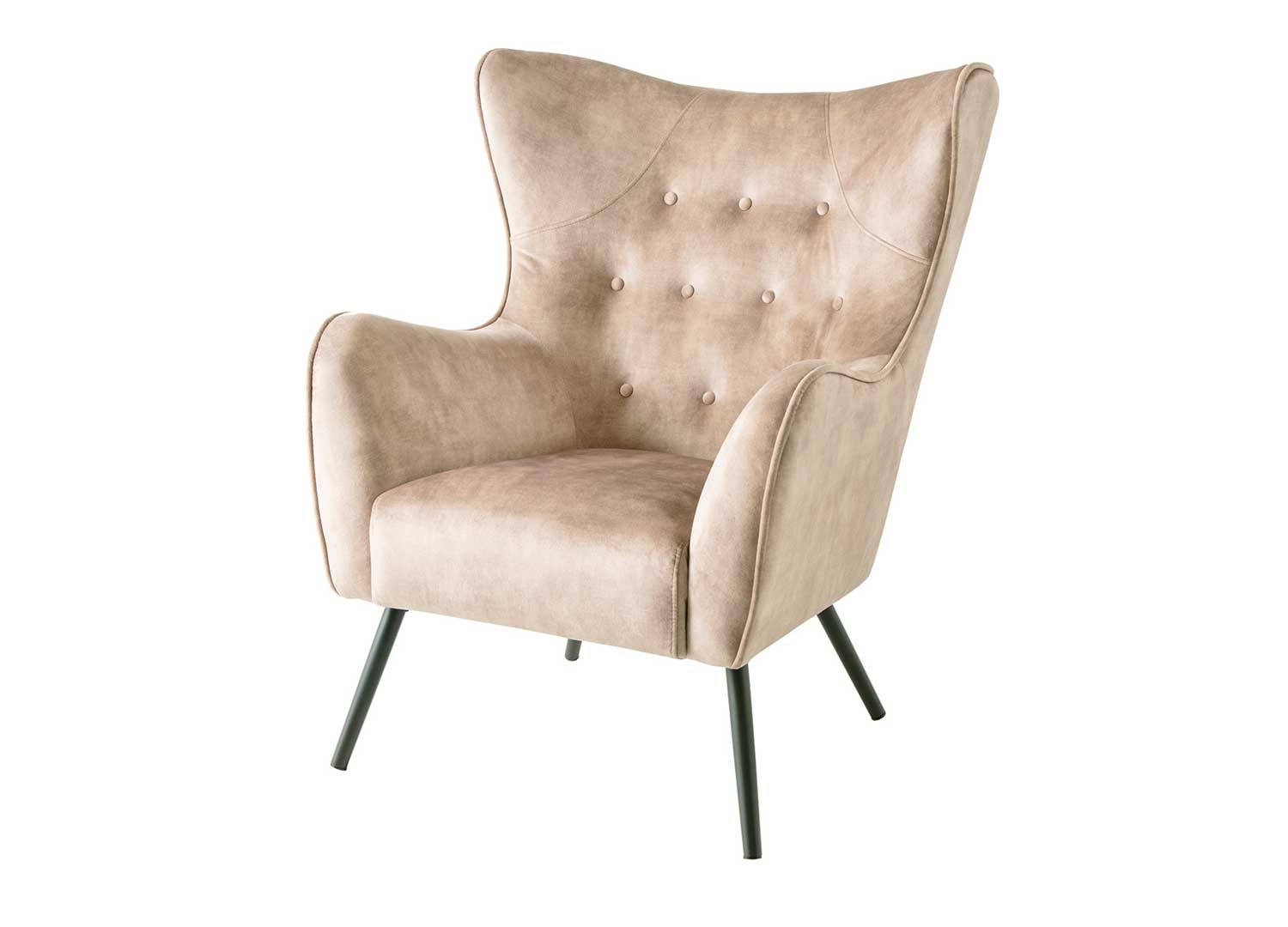 Fauteuil design velours champagne style rétro