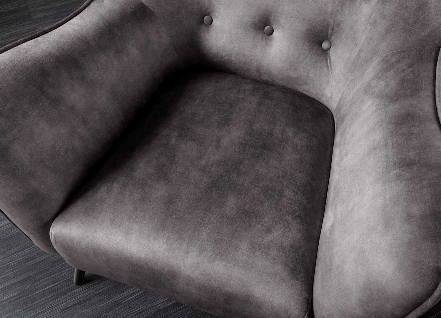 Fauteuil design velours gris style rétro