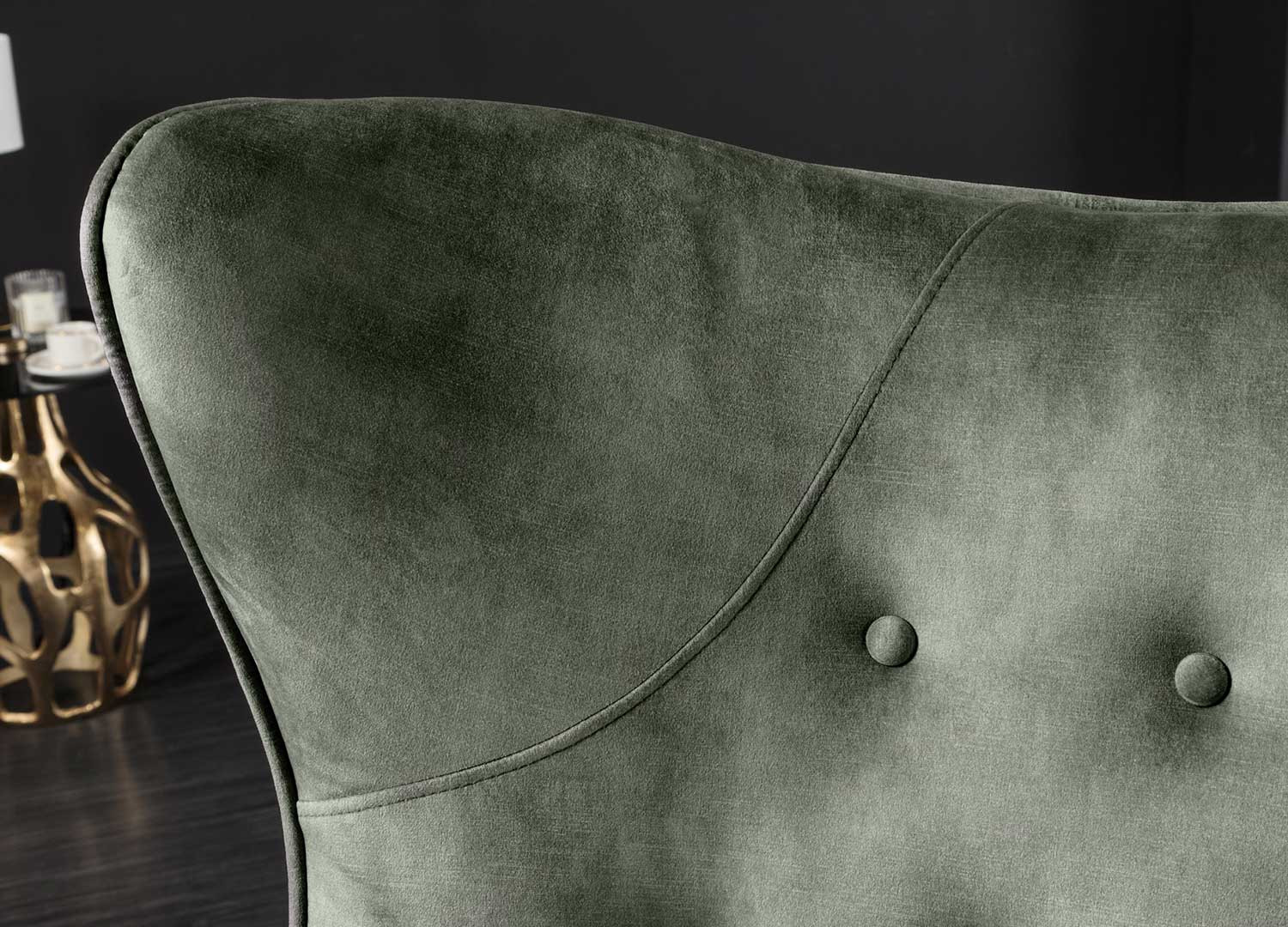 Fauteuil design velours vert style rétro