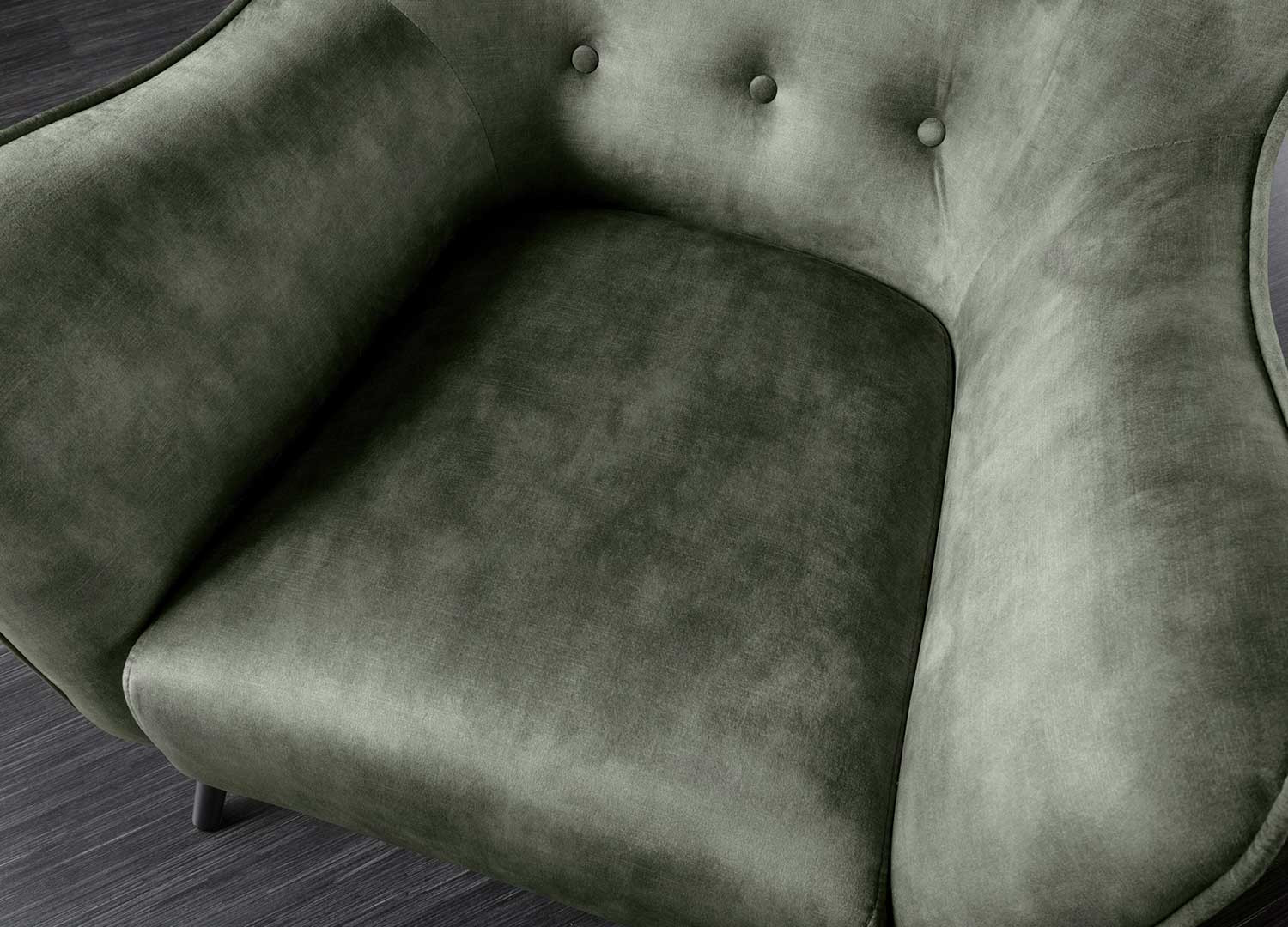 Fauteuil design velours vert style rétro