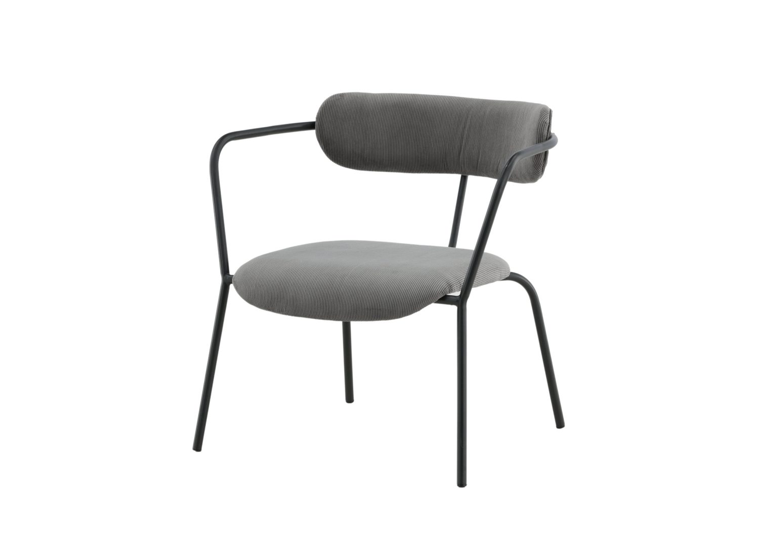Fauteuil Duffy en velours côtelé gris vu sous un autre angle