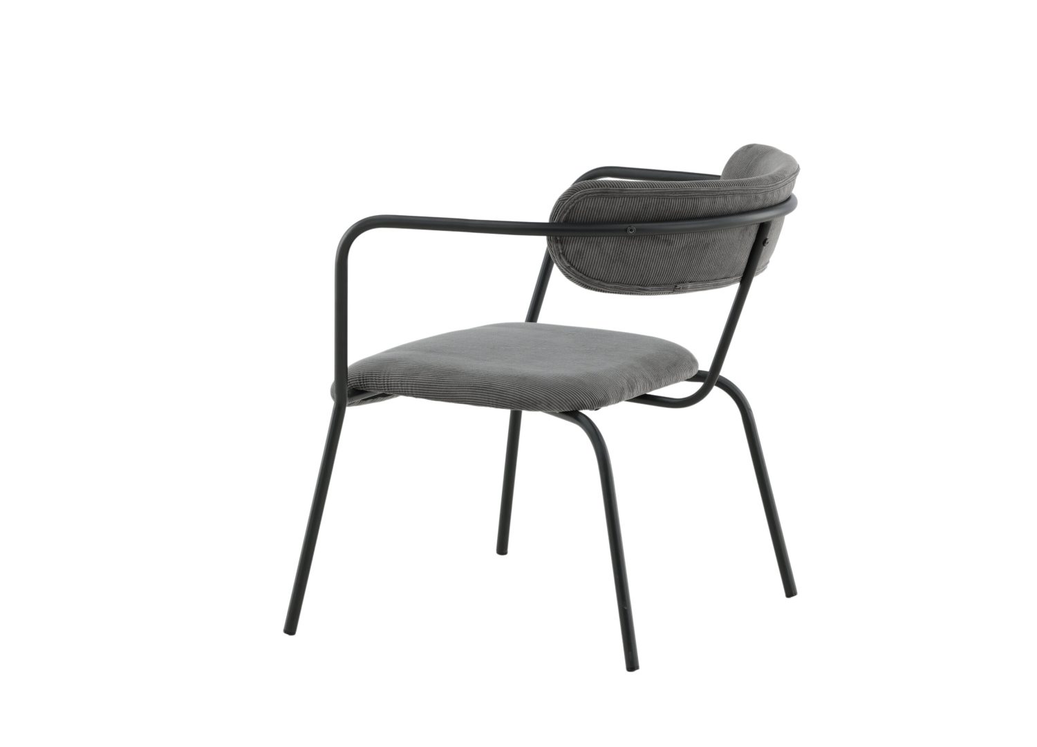 Fauteuil Duffy en velours côtelé gris vu sous un autre angle