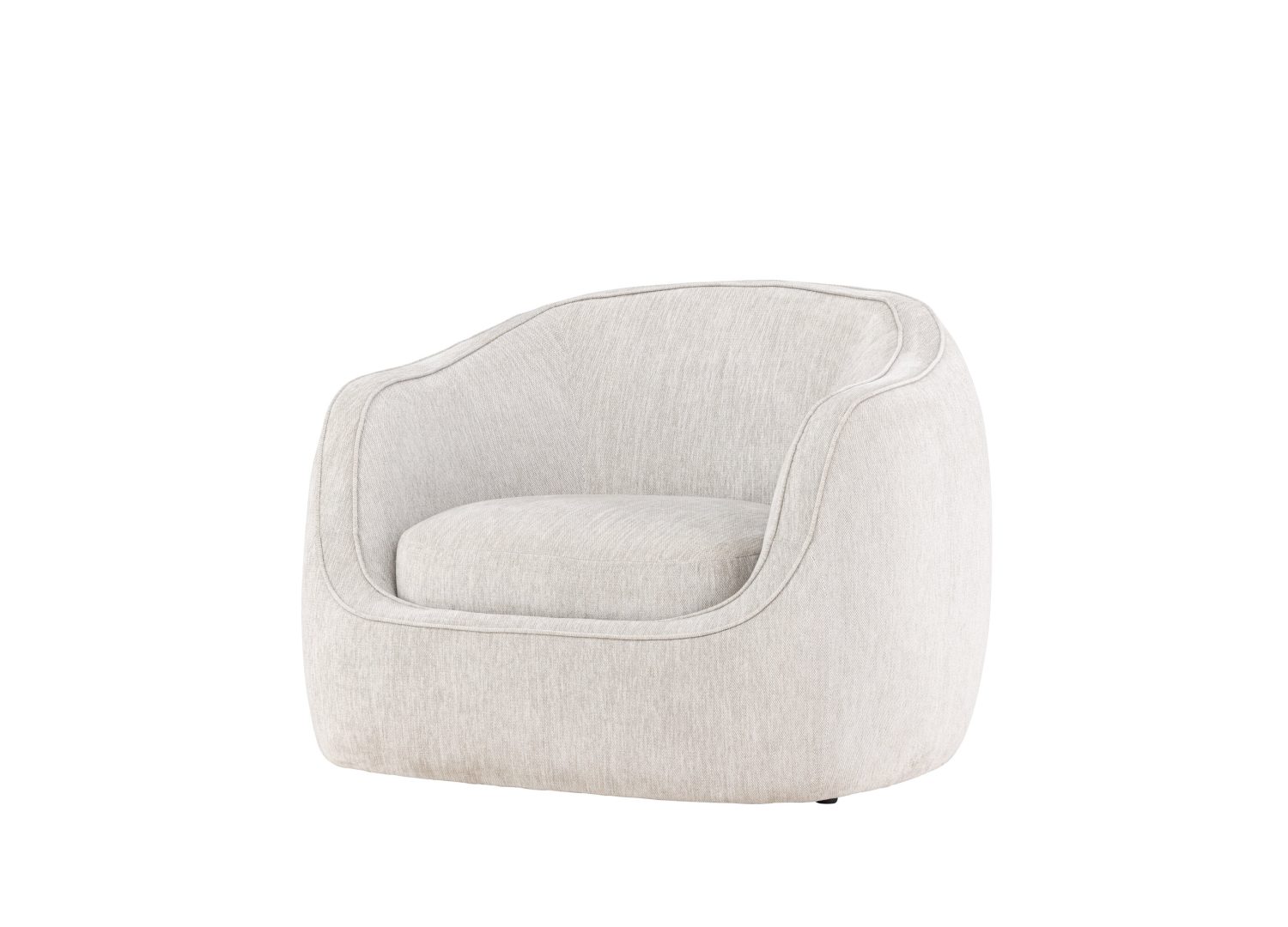 Fauteuil Elio en tissu gris clair vu sous un autre angle